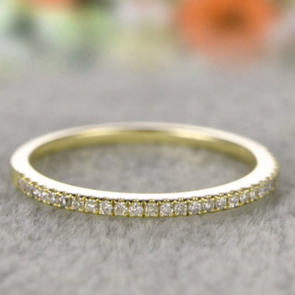 NEW 18K Gold Round Diamond Half Eternity Ring